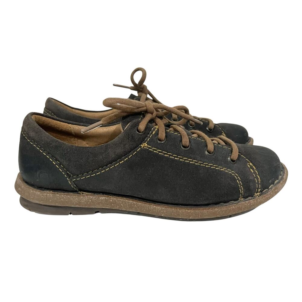 Born Trevan Charcoal GrayLeather Vintage-Inspired Lace-up Loafer Oxford Womens 8